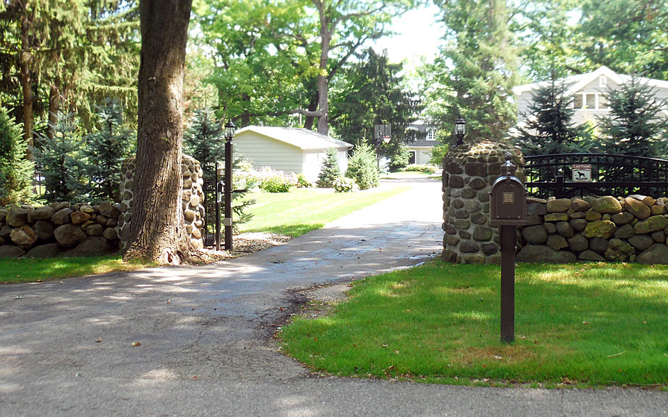 front yard stone wall